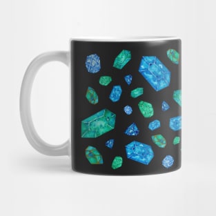 Blue gemstones pattern (black version) Mug